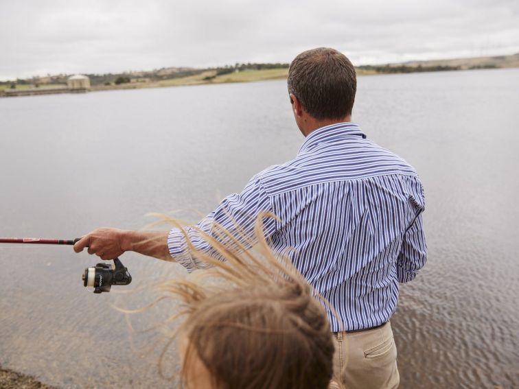 Male fishing at Pejar Dam