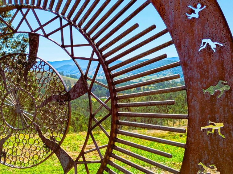 Centred Wheel sculpture by Sam Anderson