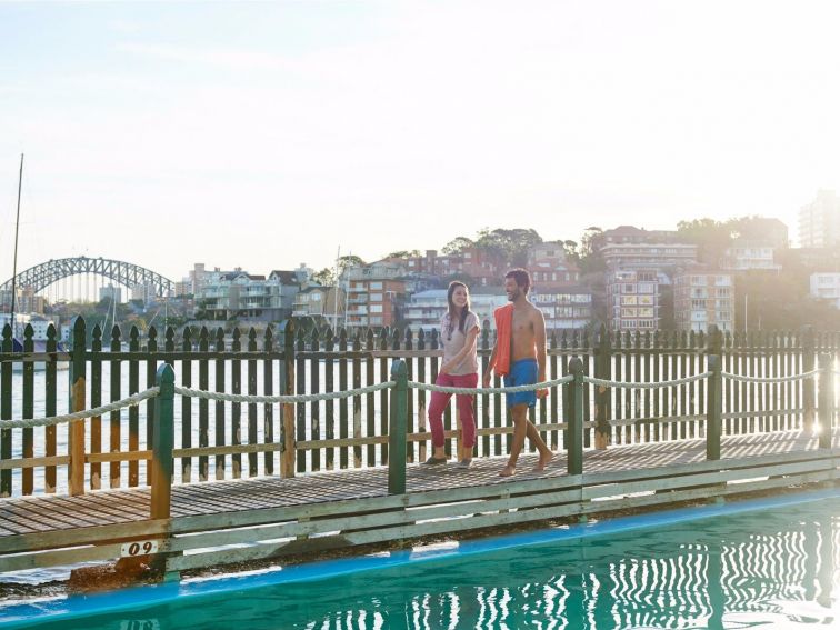 Students enjoying the views from Maccallum Pool