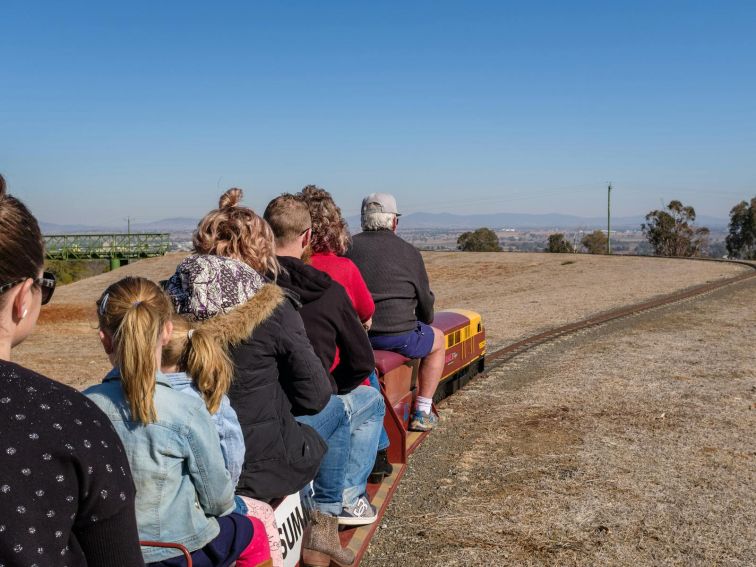 Photo of families enjoying the miniature railway