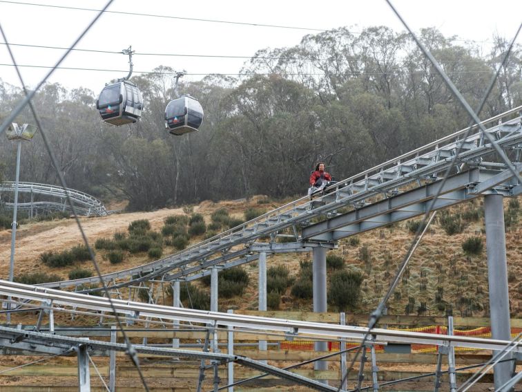 Valentino Guseli rides the Thredbo Alpine Coaster