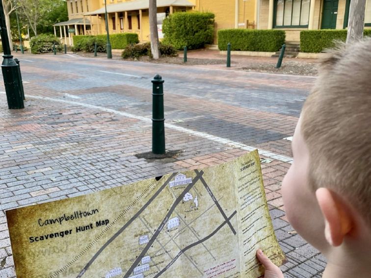 Boy embarking on Campbelltown Scavenger Hunt