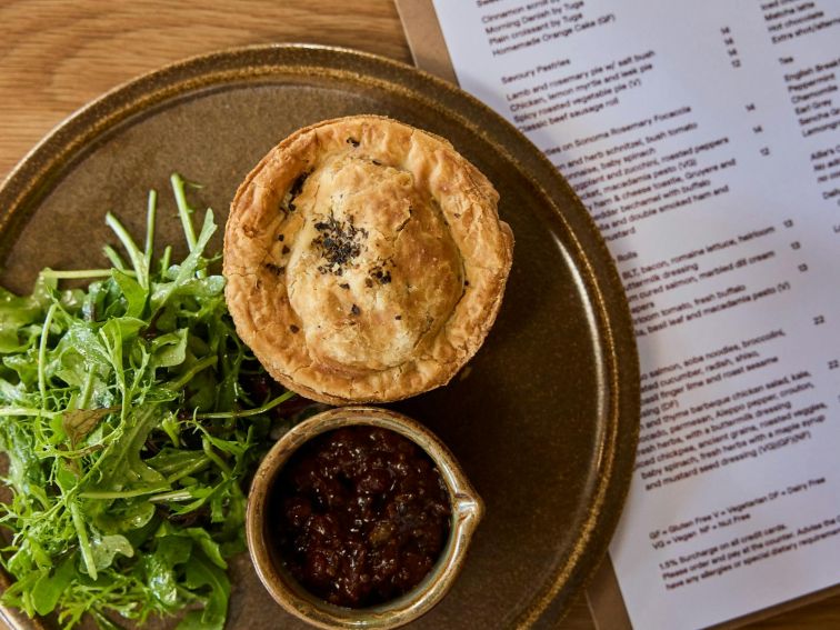 A pie on a table