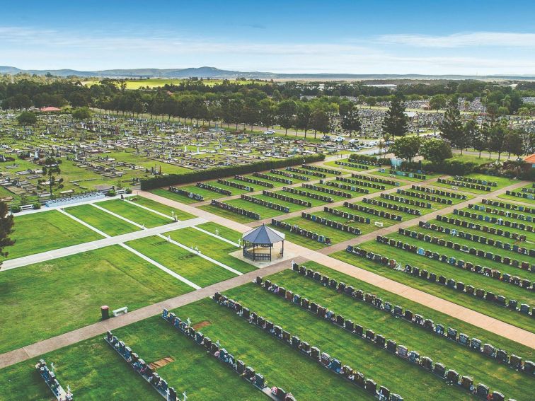 aerial drone view of the cemetery