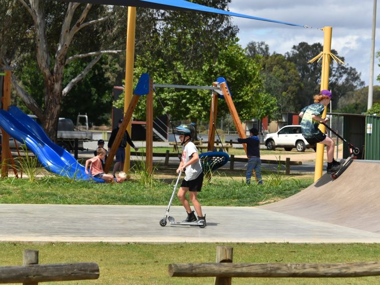 Skateboarders at Howlong Skate Park