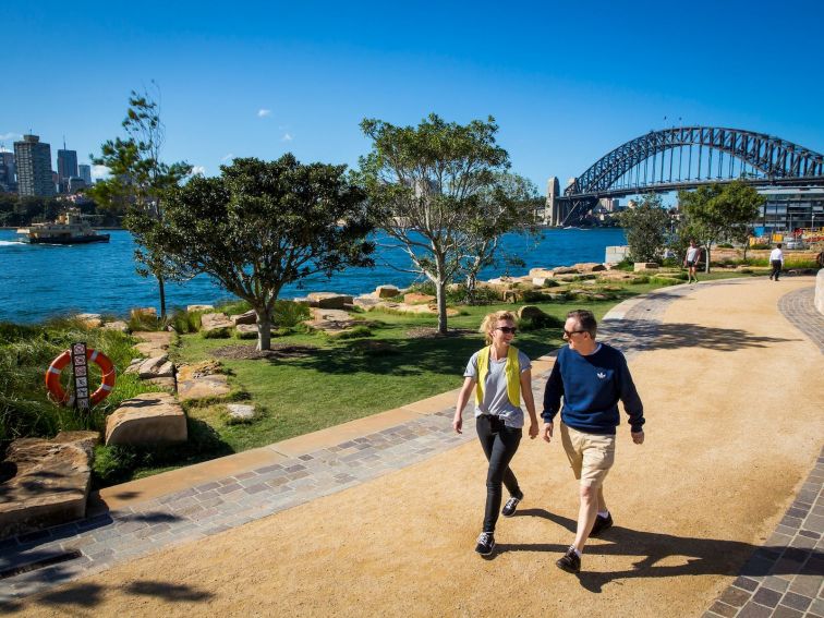 Family walking through Barangaroo Reserve, Barangaroo