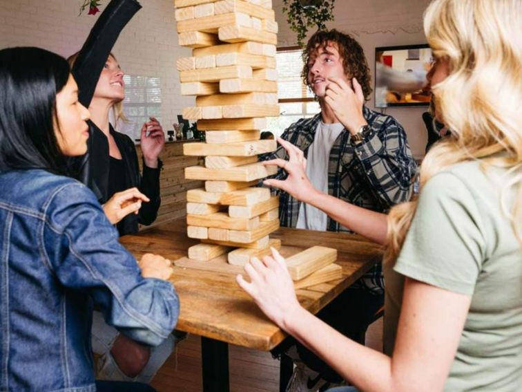 giant jenga at kiss my axe