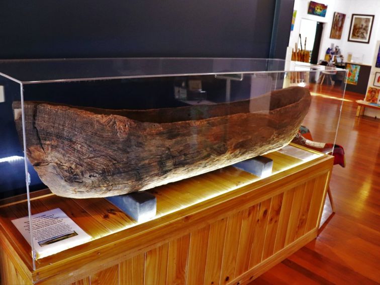 Canoe found in the clay banks of Pipeclay Lake in Corindi Beach