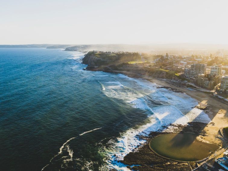 Aerial overlooking Newcastle Beach and Canoe Pool, Newcastle