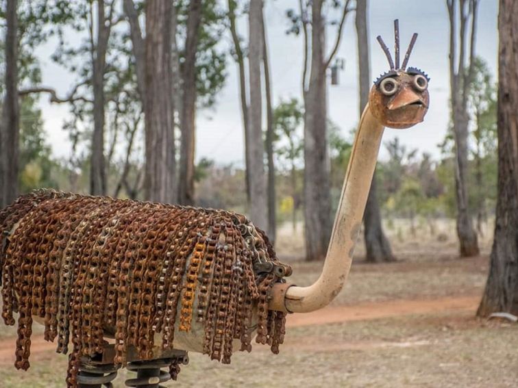 Hand made metal sculpture  of emu