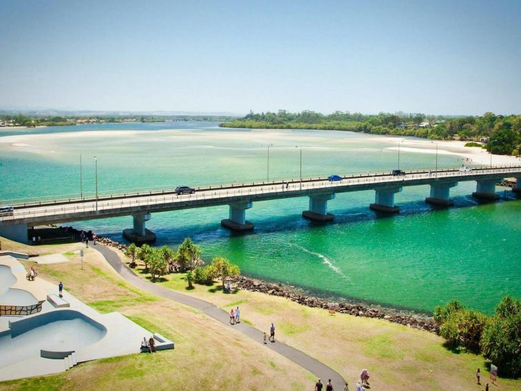 Skate park with river views