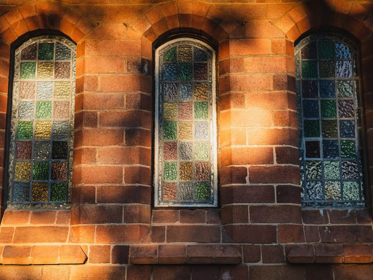 tinted glass on church window