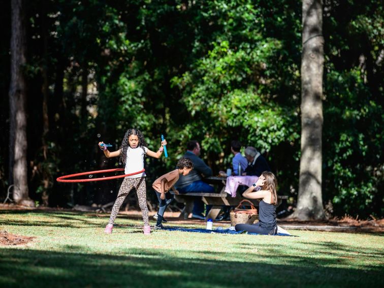 Family playing in the park