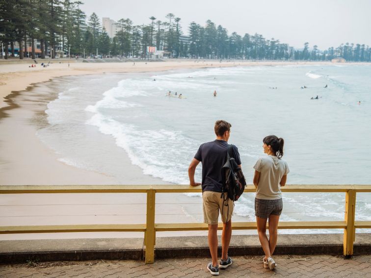 Walking beside Manly Beach