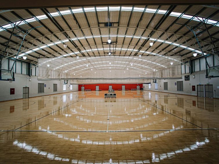 Photo of the inside basketball court at the Tamworth Sports Dome