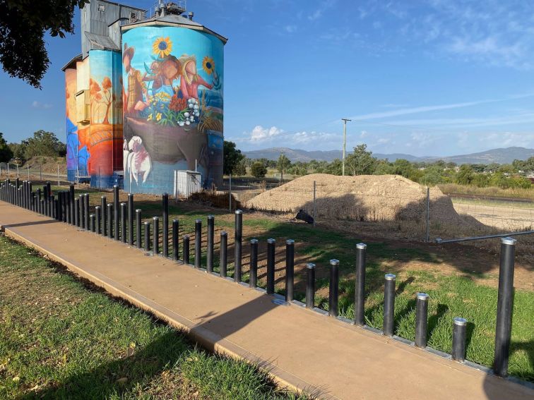 Southern View of Silo with rain gauge pipes