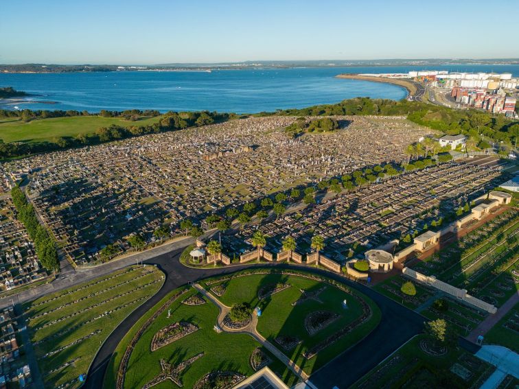 aerial drove photo overlooking the cemetery