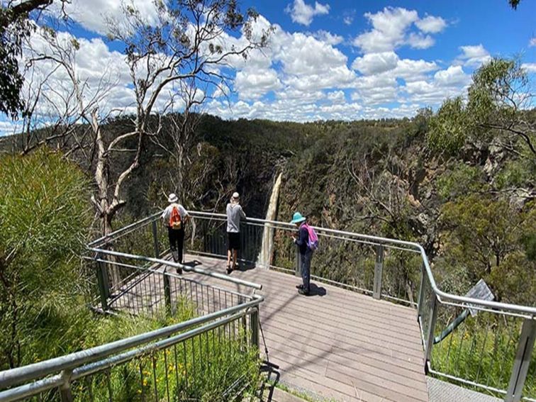 Visitors looking out at Dangar Falls in Oxley Wild Rivers National Park. Photo credit: Barbara