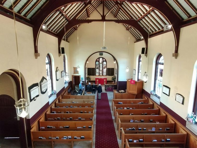 An overhead view of the internal of St Peters Church