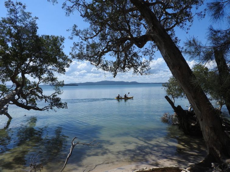 kayaking past the Habitat