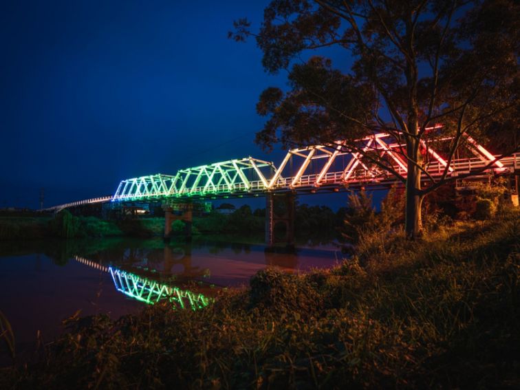 Morpeth Bridge lit up