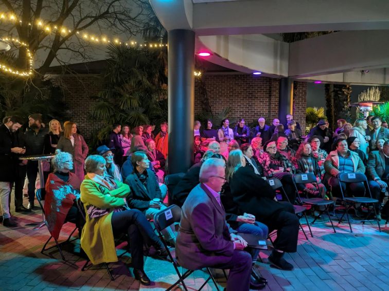 Guests at the opening of West of Central, 2023. Photo by James Lau