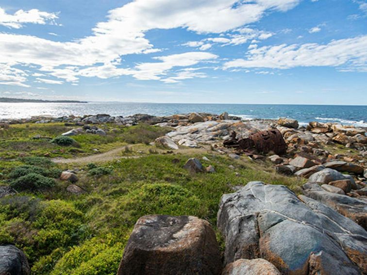 Historic relics and the aquatic environment of Bingi Bingi Point in Eurobodalla National Park.