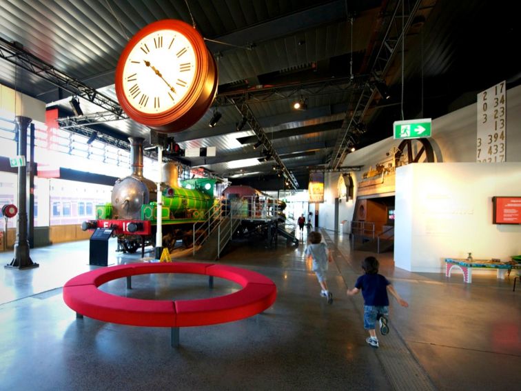 Steam engine inside museum