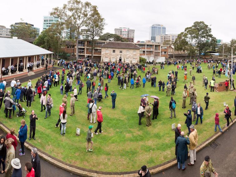 Crowds at Lancer Barracks to commemorate the centenary of WW1 in 2014