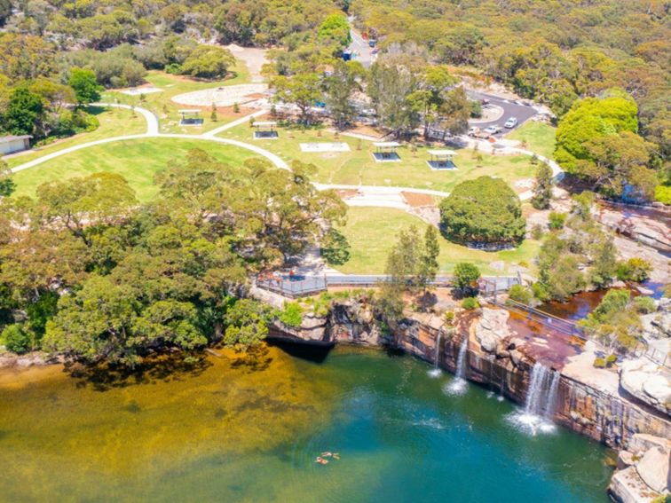 Aerial view Wattamolla picnic area, Royal National Park. Photo: Andrew Elliot &copy; DPE