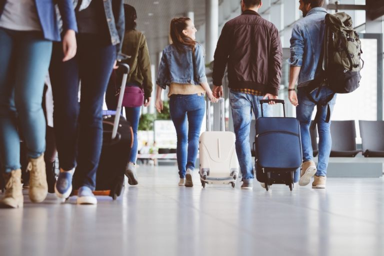 Travellers at an airport