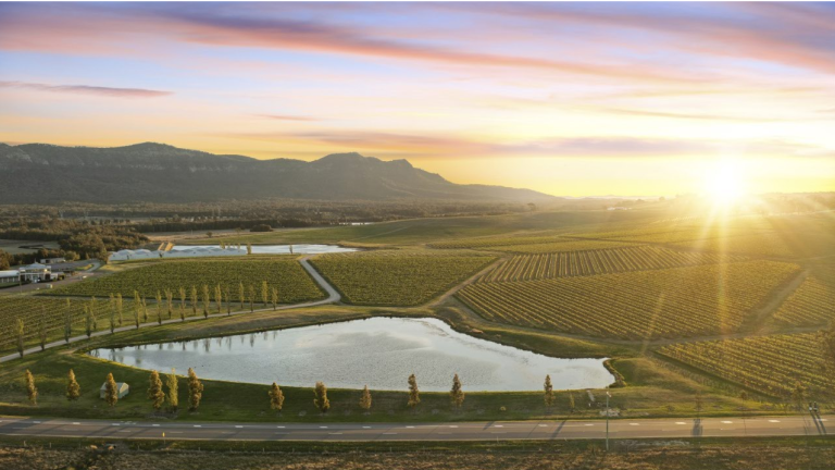 View over the Hunter valley at sunset