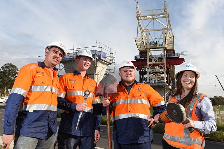 Group of construction workers on site