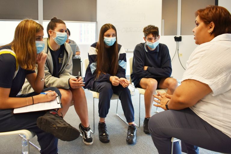 Students listening to a lecturer