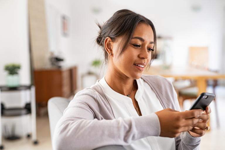 Woman looking at mobile phone