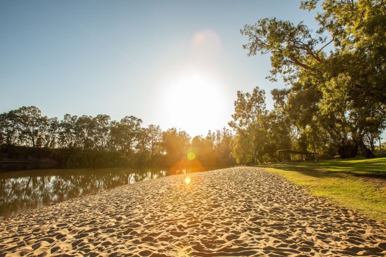 Bright sun hitting the sand