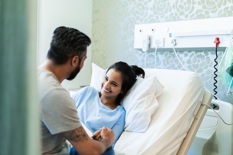 Patient and visitor in hospital