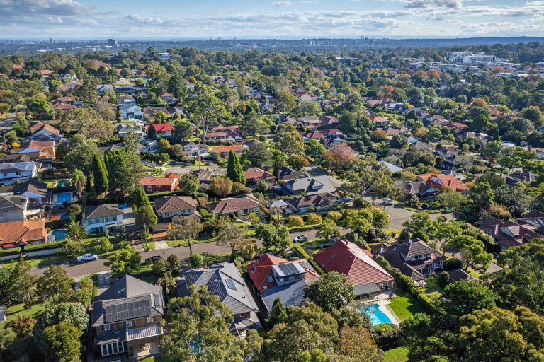 Houses in leafy suburb