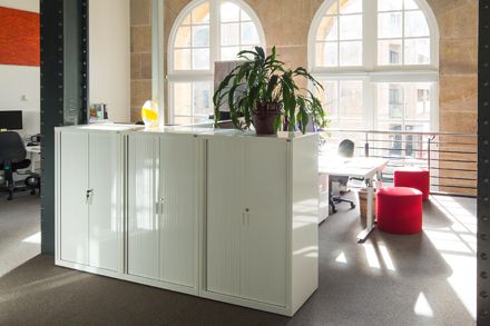 office interior flooded with light