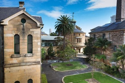 Photo of old Darlinghurst Gaol buildings, heritage brown bricks