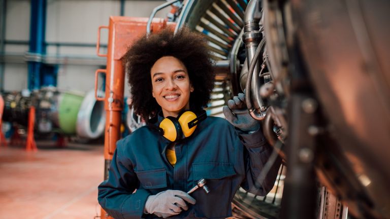 Happy female mechanic