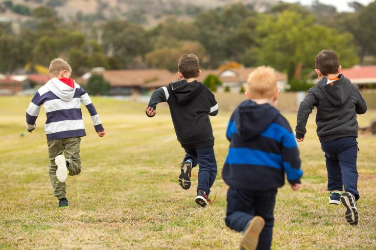 Children running in the park