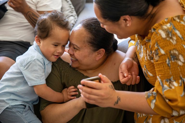 Three generations of Pacific Islander family