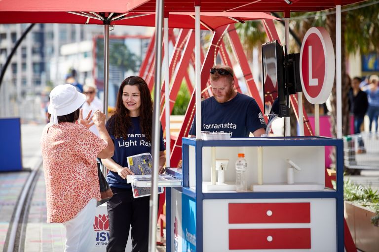 The Parramatta Light Rail team at a pop-up information stall.