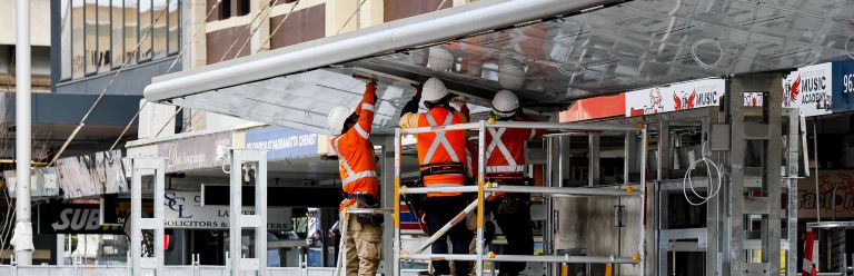 Parramatta Light Rail construction workers.
