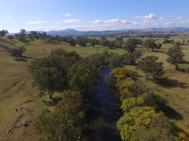 An aerial view of a river in the Riverina area in NSW