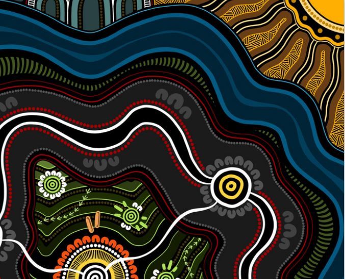 Flowing coloured depiction of communities and landscapes