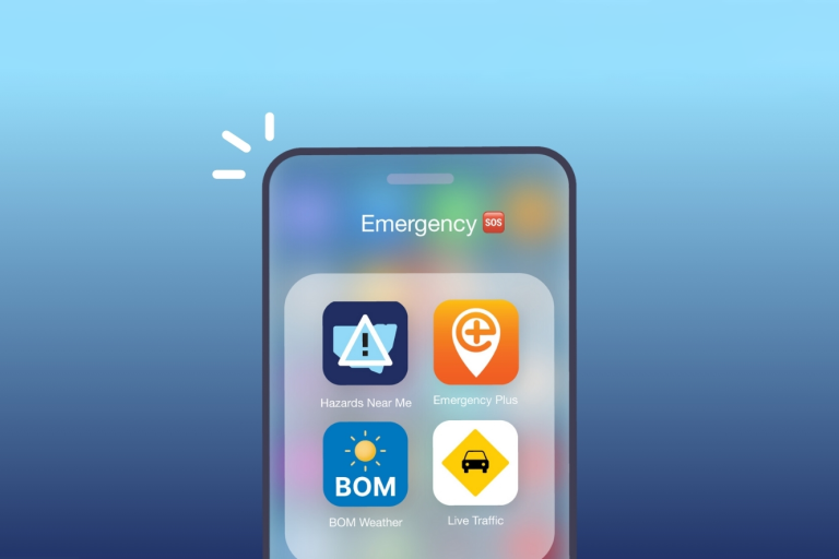 Phone screen showing thumbnails of emergency apps