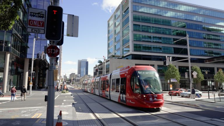 A tram on the new light rail.