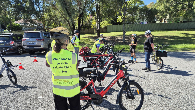 People attending an eBikes training course